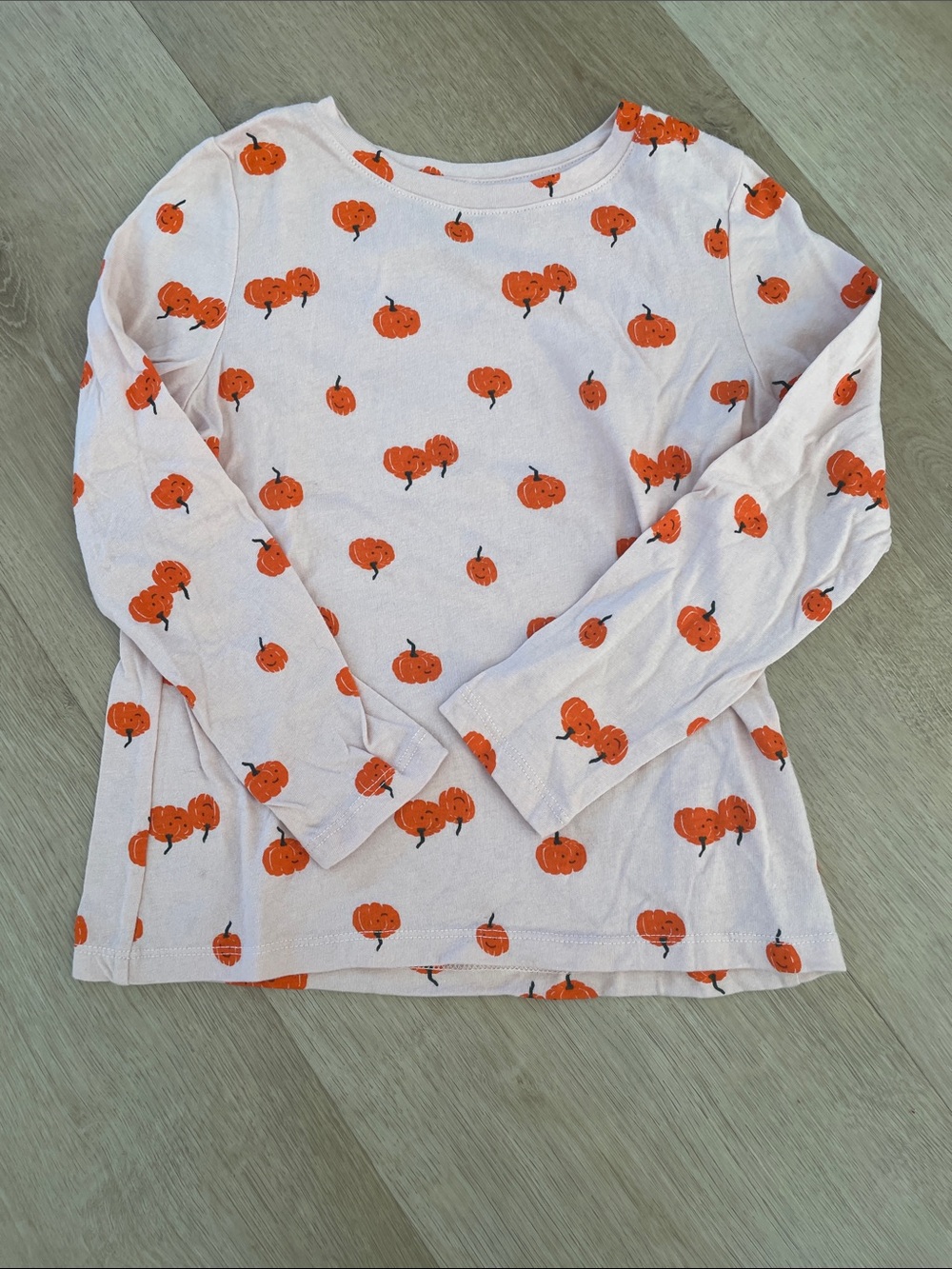 Old Navy Pink Long-Sleeve Tee with Orange Pumpkin Print